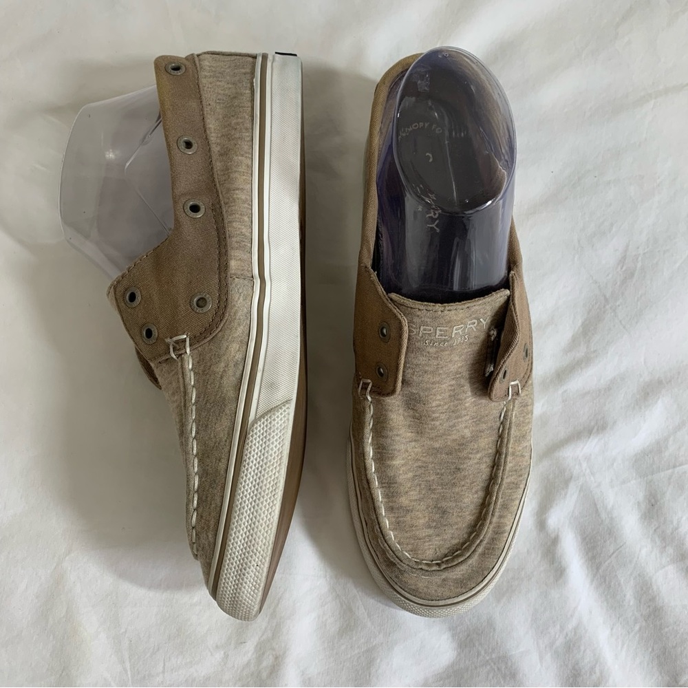 SPERRY TOPSIDERS taupe STS97573 flats Boat Shoes canvas and cotton Women’s 8.5 - Picture 7 of 16